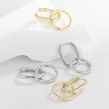 Load image into Gallery viewer, OAHLAN Women&#39;s Round Rectangle S925 Sterling Silver Drop Earrings with Zircon Gold Plated Fine Jewelry for Weddings Parties