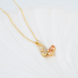 Load image into Gallery viewer, OAHLAN Fine Jewelry S925 Sterling Silver Butterfly Pendant Necklaces with Orange Zircon Wings Stone for Women Wedding Engagement