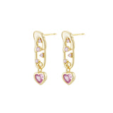 Load image into Gallery viewer, OAHLAN Women&#39;s Trendy S925 Sterling Silver Pink Zircon Heart Clip Dangle Earrings Fine Jewelry for Wedding Party Gift