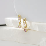 Load image into Gallery viewer, OAHLAN Women&#39;s Trendy S925 Sterling Silver Pink Zircon Heart Clip Dangle Earrings Fine Jewelry for Wedding Party Gift