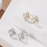 Load image into Gallery viewer, OAHLAN Fine Jewelry Wholesale 14K Gold Plated Rotating Shape Zircon S925 Sterling Silver Earrings for Women Wedding Anniversary