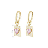 Load image into Gallery viewer, OAHLAN Women&#39;s Trendy Rectangle S925 Sterling Silver Drop Earrings Heart Zirconia Fine Jewelry for Wedding Party Engagement