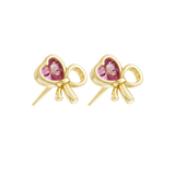 Load image into Gallery viewer, OAHLAN Gold Plated Bowknot Shaped Zircon S925 Sterling Silver Stud Earrings Fine Jewelry for Women Wedding Anniversary Wholesale