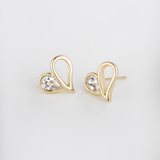 Load image into Gallery viewer, OAHLAN Women&#39;s Hollow Love Design S925 Sterling Silver Stud Earrings with Zircon Fine Jewelry Gold Plated for Wedding Wholesale