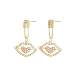 Load image into Gallery viewer, OAHLAN Women&#39;s Trendy S925 Sterling Silver Lip Shape Heart Dangle Drop Earrings Zircon Fine Jewelry for Wedding Party Gift
