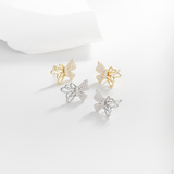 Load image into Gallery viewer, OAHLAN Women&#39;s S925 Sterling Silver Butterfly Stud Earrings Round Cut Sparkling Zircon for Wedding Engagement Party