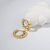 Load image into Gallery viewer, OAHLAN Women&#39;s S925 Sterling Silver Heart Zircon Huggie Earrings 14K Gold Plated Wedding Gifts Fine Jewelry for Party Wholesale