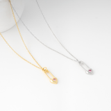 Load image into Gallery viewer, OAHLAN Women&#39;s S925 Sterling Silver Heart Shaped Paper Clip Pendant Necklace Pink Zircon Rhodium Plated Trendy Anniversary Gift