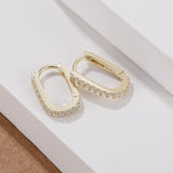 Load image into Gallery viewer, OAHLAN 14K Gold Plated S925 Sterling Silver Rectangular Hoop Earrings Fine Jewelry Zircon for Women&#39;s Parties Weddings