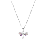 Load image into Gallery viewer, OAHLAN Delicate Dragonfly S925 Sterling Silver Pendant Necklace Pink Purple Zircon Fine Jewelry for Women&#39;s Parties Weddings