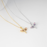 Load image into Gallery viewer, OAHLAN Delicate Dragonfly S925 Sterling Silver Pendant Necklace Pink Purple Zircon Fine Jewelry for Women&#39;s Parties Weddings