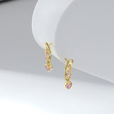 Load image into Gallery viewer, OAHLAN Women&#39;s Trendy S925 Sterling Silver Pink Zircon Heart Clip Dangle Earrings Fine Jewelry for Wedding Party Gift