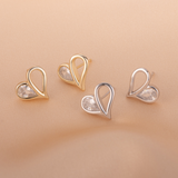 Load image into Gallery viewer, OAHLAN Women&#39;s Hollow Love Design S925 Sterling Silver Stud Earrings with Zircon Fine Jewelry Gold Plated for Wedding Wholesale