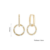 Load image into Gallery viewer, OAHLAN Women&#39;s Round Rectangle S925 Sterling Silver Drop Earrings with Zircon Gold Plated Fine Jewelry for Weddings Parties