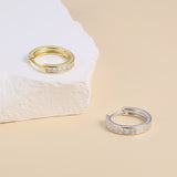Load image into Gallery viewer, OAHLAN Women&#39;s Fine Jewelry Zircon S925 Sterling Silver Huggies Round Earrings 14K Gold Plated for Wedding Gifts Wholesale