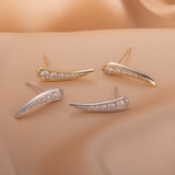 Load image into Gallery viewer, OAHLAN Fine Jewelry Women&#39;s S925 Sterling Silver Leaves Stud Earrings with Zircon Gold Plated for Wedding Engagement Party