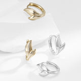 Load image into Gallery viewer, OAHLAN Fine Jewelry 14K Gold Plated Leaf Shaped S925 Sterling Silver Hoop Earrings for Women Engagement Wedding