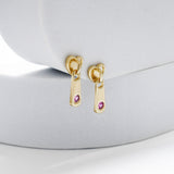 Load image into Gallery viewer, OAHLAN S925 Sterling Silver Women&#39;s Zipper Shaped Heart Earrings Gold Plated Fine Jewelry for Wedding Engagement Wholesale