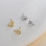 Load image into Gallery viewer, OAHLAN Women&#39;s Leaf Shape S925 Sterling Silver Round Cut Zircon Stud Earrings Fine Jewelry Gold Plated for Wedding Wholesale