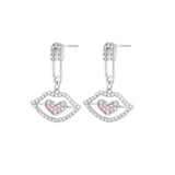 Load image into Gallery viewer, OAHLAN Women&#39;s Trendy S925 Sterling Silver Lip Shape Heart Dangle Drop Earrings Zircon Fine Jewelry for Wedding Party Gift