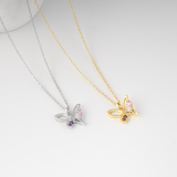 Load image into Gallery viewer, OAHLAN Women&#39;s Dainty Butterfly S925 Sterling Silver Pendant Zircon Necklace with Hollow Out Design Fine Jewelry for Wedding