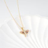 Load image into Gallery viewer, OAHLAN Delicate Dragonfly S925 Sterling Silver Pendant Necklace Pink Purple Zircon Fine Jewelry for Women&#39;s Parties Weddings