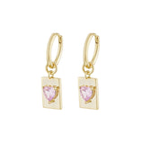 Load image into Gallery viewer, OAHLAN Women&#39;s Trendy Rectangle S925 Sterling Silver Drop Earrings Heart Zirconia Fine Jewelry for Wedding Party Engagement