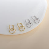 Load image into Gallery viewer, OAHLAN Women&#39;s Round Rectangle S925 Sterling Silver Drop Earrings with Zircon Gold Plated Fine Jewelry for Weddings Parties
