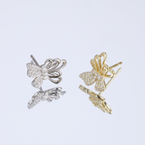 Load image into Gallery viewer, OAHLAN Women&#39;s S925 Sterling Silver Butterfly Stud Earrings Round Cut Sparkling Zircon for Wedding Engagement Party
