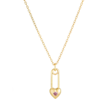 Load image into Gallery viewer, OAHLAN Women&#39;s S925 Sterling Silver Heart Shaped Paper Clip Pendant Necklace Pink Zircon Rhodium Plated Trendy Anniversary Gift