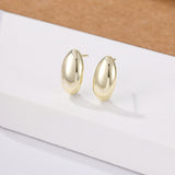 Load image into Gallery viewer, OAHLAN 14K Gold Plated S925 Sterling Silver Stud Earrings Fine Jewelry Oval Geometric Design Trendy for Women&#39;s Parties
