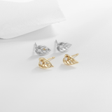 Load image into Gallery viewer, OAHLAN Women&#39;s Leaf Shape S925 Sterling Silver Round Cut Zircon Stud Earrings Fine Jewelry Gold Plated for Wedding Wholesale