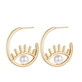 Load image into Gallery viewer, OAHLAN Women&#39;s S925 Sterling Silver Freshwater Pearl Earrings with Eye Design Fine Jewelry for Anniversary Engagement Gifts