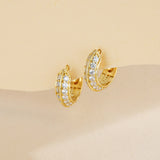 Load image into Gallery viewer, OAHLAN Women&#39;s Fine Jewelry Round Cut Zircon Delicate Huggie S925 Sterling Silver Hoop Earrings Gold Plated for Wedding Gifts