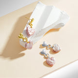 Load image into Gallery viewer, OAHLAN Customized Women&#39;s Fine Jewelry S925 Baroque Cultured Freshwater Pearl Drop Earrings Dangle Dangle with Love Heart Design