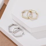 Load image into Gallery viewer, OAHLAN Fine Jewelry Simple Geometric Hexagon Shaped S925 Sterling Silver Hoop Earrings for Women Engagement Wedding Party