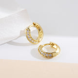Load image into Gallery viewer, OAHLAN Women&#39;s Fine Jewelry Round Cut Zircon Delicate Huggie S925 Sterling Silver Hoop Earrings Gold Plated for Wedding Gifts