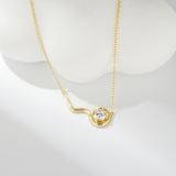 Load image into Gallery viewer, OAHLAN Fine Jewelry Gold Wave S925 Sterling Silver Pendant Necklaces with Zircon Accent Timeless for Women Wedding Engagement