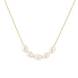 Load image into Gallery viewer, OAHLAN 925 Sterling Silver Link Chain Necklace Gold Plated with Lustrous White Pearls for Engagement Wedding Gift for Women