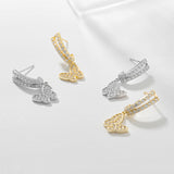 Load image into Gallery viewer, OAHLAN Fine Jewelry Round Cut Zircon 14K Gold Plated Butterfly Shaped S925 Sterling Silver Earrings for Women Engagement Wedding