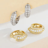 Load image into Gallery viewer, OAHLAN Women&#39;s Fine Jewelry Round Cut Zircon Delicate Huggie S925 Sterling Silver Hoop Earrings Gold Plated for Wedding Gifts