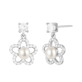 Load image into Gallery viewer, OAHLAN 14K Gold Plated S925 Sterling Silver Freshwater Pearl Earrings Fine Jewellery Flower Design for Women&#39;s Wedding Party
