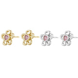 Load image into Gallery viewer, OAHLAN Fine Jewelry S925 Sterling Silver Heart Flower Stud Earrings Zircon Geometric Trendy for Parties Wedding Anniversary