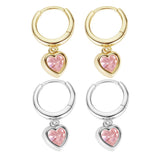 Load image into Gallery viewer, OAHLAN Women&#39;s S925 Sterling Silver Hoop Earrings Fine Jewelry Gold Plated Pink Zircon for Parties Weddings and Anniversaries