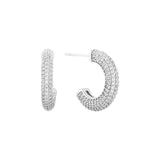 Load image into Gallery viewer, OAHLAN Women&#39;s 14K Gold 925 Sterling Silver C-Shaped Geometric Hoop Earrings Zircon for Engagement Anniversary Party Gift