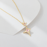 Load image into Gallery viewer, OAHLAN Women&#39;s S925 Sterling Silver Pendant Necklace Gold Star Pink Zircon Trendy Fine Jewelry for Wedding Engagement Gift