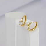 Load image into Gallery viewer, OAHLAN Women&#39;s Fine Jewelry Round Cut Zircon S925 Sterling Silver Hoop Earrings Geometric Gold Plated for Wedding Gifts