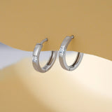 Load image into Gallery viewer, OAHLAN S925 Sterling Silver Square Cut Zircon Hoop Earrings Geometric Fine Jewelry for Women&#39;s Engagement Wedding Party