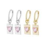 Load image into Gallery viewer, OAHLAN Women&#39;s Trendy Rectangle S925 Sterling Silver Drop Earrings Heart Zirconia Fine Jewelry for Wedding Party Engagement