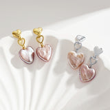 Load image into Gallery viewer, OAHLAN Customized Women&#39;s Fine Jewelry S925 Baroque Cultured Freshwater Pearl Drop Earrings Dangle Dangle with Love Heart Design
